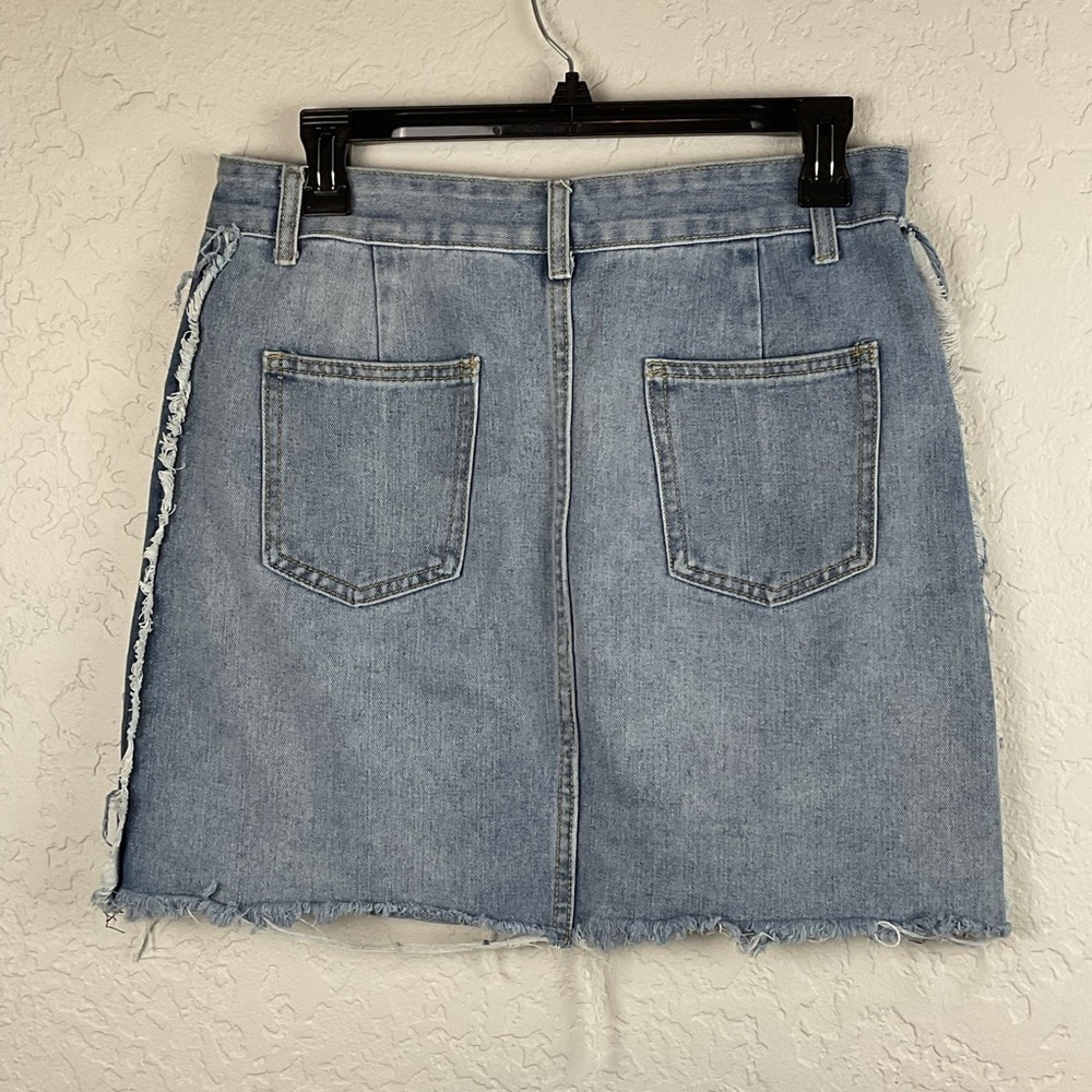 Chelsea & Violet Blue Colorblock Denim Jean Mini Skirt Sz Medium - Picture 3 of 6